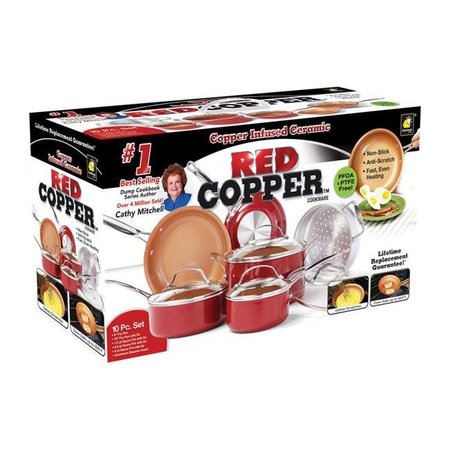 RED COPPER Red Copper 6488803 As Seen On TV Ceramic Copper Cookware Set  Red 6488803